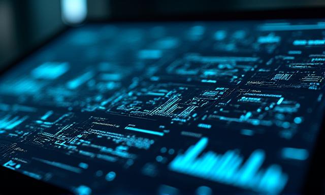 Futuristic digital dashboard representing automated data flow