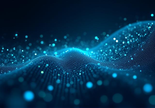 Abstract representation of machine learning neural networks connecting to data charts