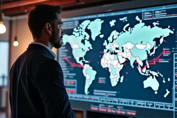Logistics manager looking at supply chain dashboard